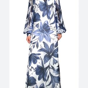 Andres Otalora Women's Maxi Dress - Elegant Blue flowers